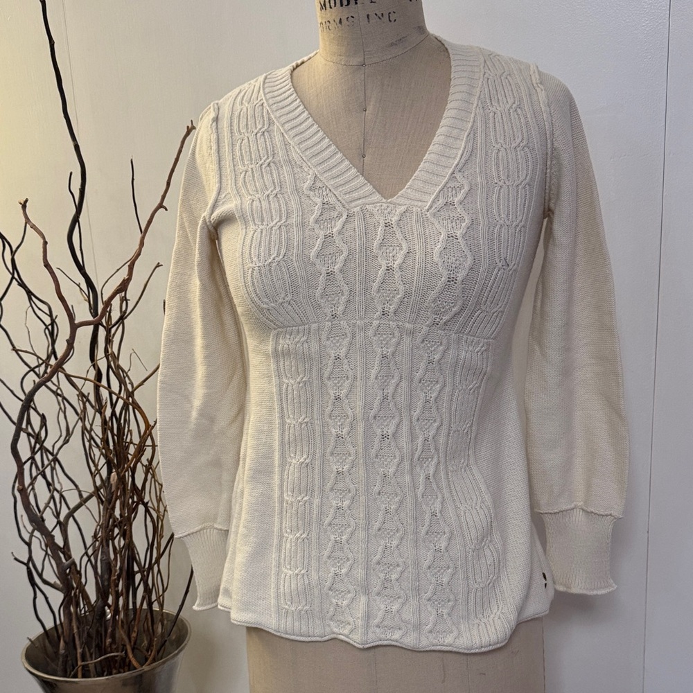 Calvin Klein Jeans Cream V-Neck Sweater